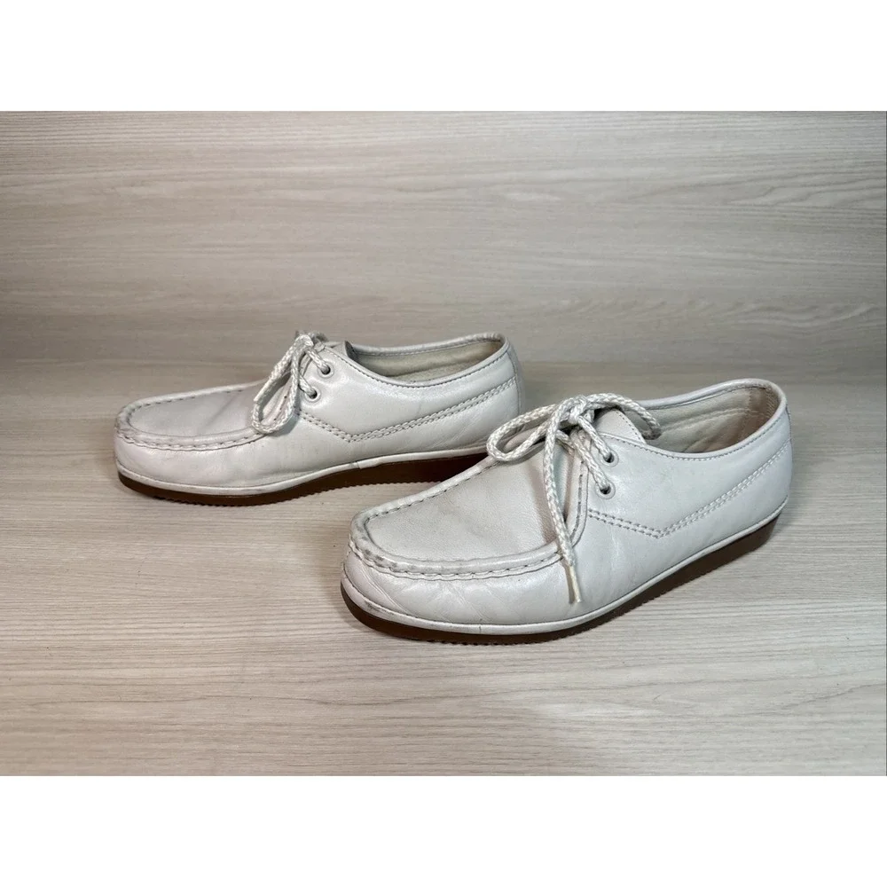 Vintage Florsheim Bone Leather Classic Oxford Shoes‎ Crepe Sole 40617 Size 6.5M